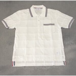 Thom Browne Men's White Polo Shirt. Made In Japan. Size 0.